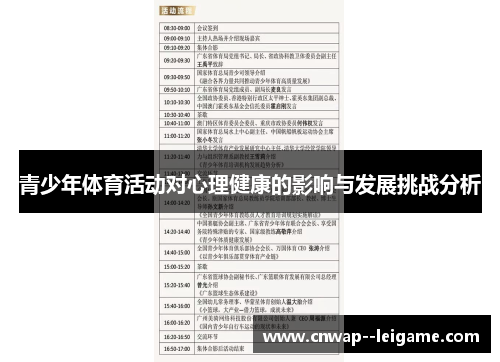 青少年体育活动对心理健康的影响与发展挑战分析
